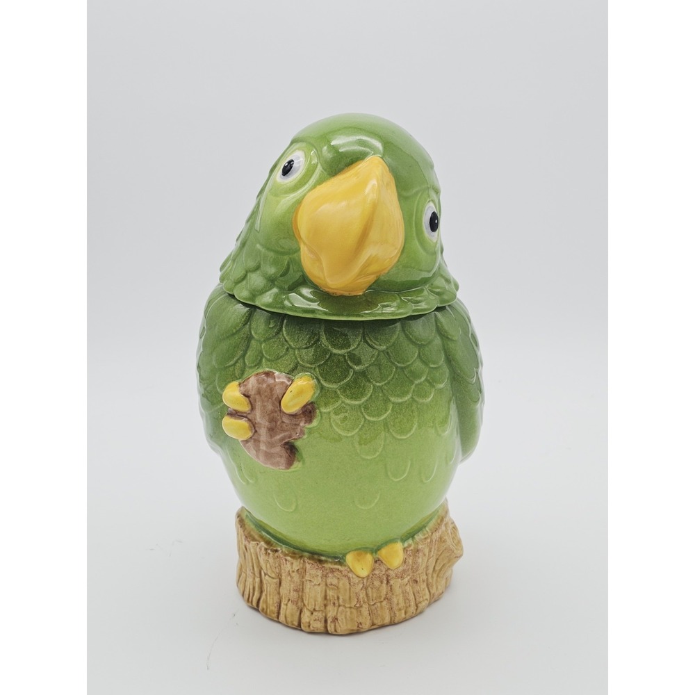 Poppytrail Metlox California Green Parrot Cookie Jar Vintage 1950s-70s, 11.25" H